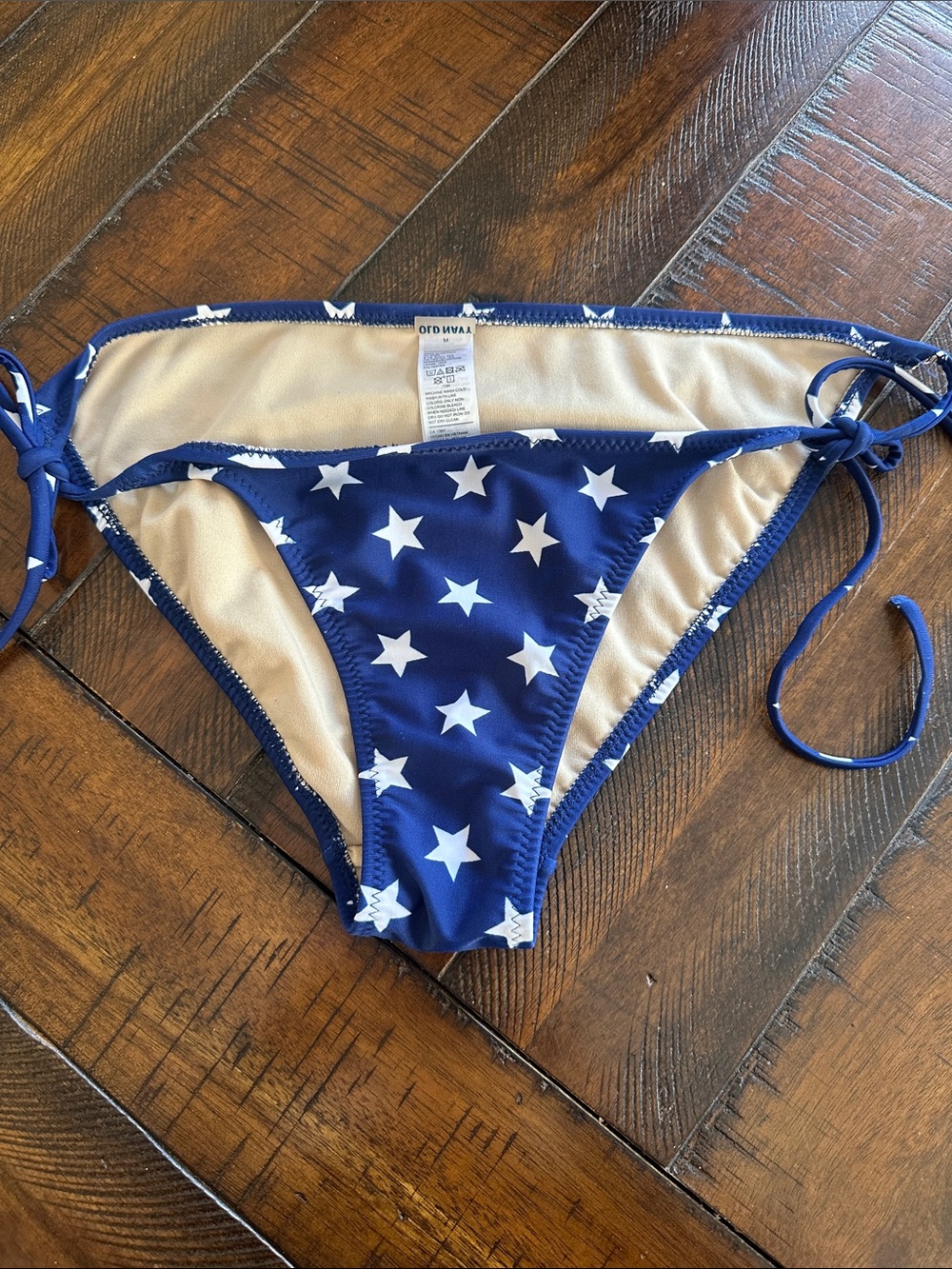 Old Navy Navy and White Star Tie-Side Bikini Bottoms 🇺🇸🇺🇸🇺🇸